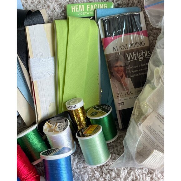 Sewing Supplies Variety Metallic Spools Threads Seam Binding Elastics Crafting - Picture 3 of 5